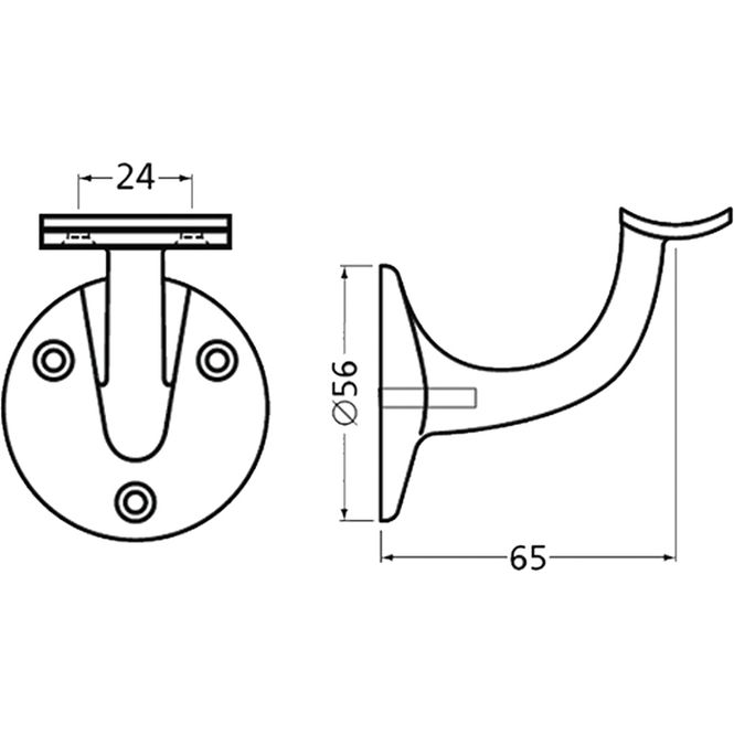 Hovedbilde Gelenderholder feste 3500-70 (buet fesleplate) aluminium ...