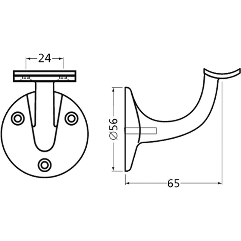 Gelenderholder feste 3500-70 (buet fesleplate) aluminium sort